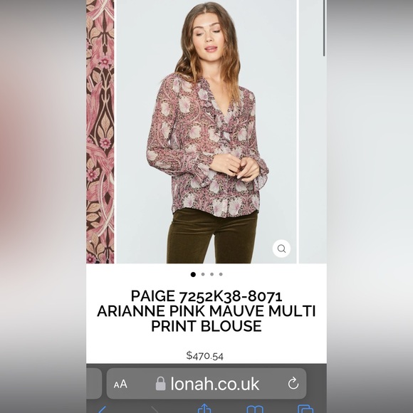 PAIGE 100% Silk Arianne Blouse with Pink, Mauve, and Brown - Picture 14 of 14